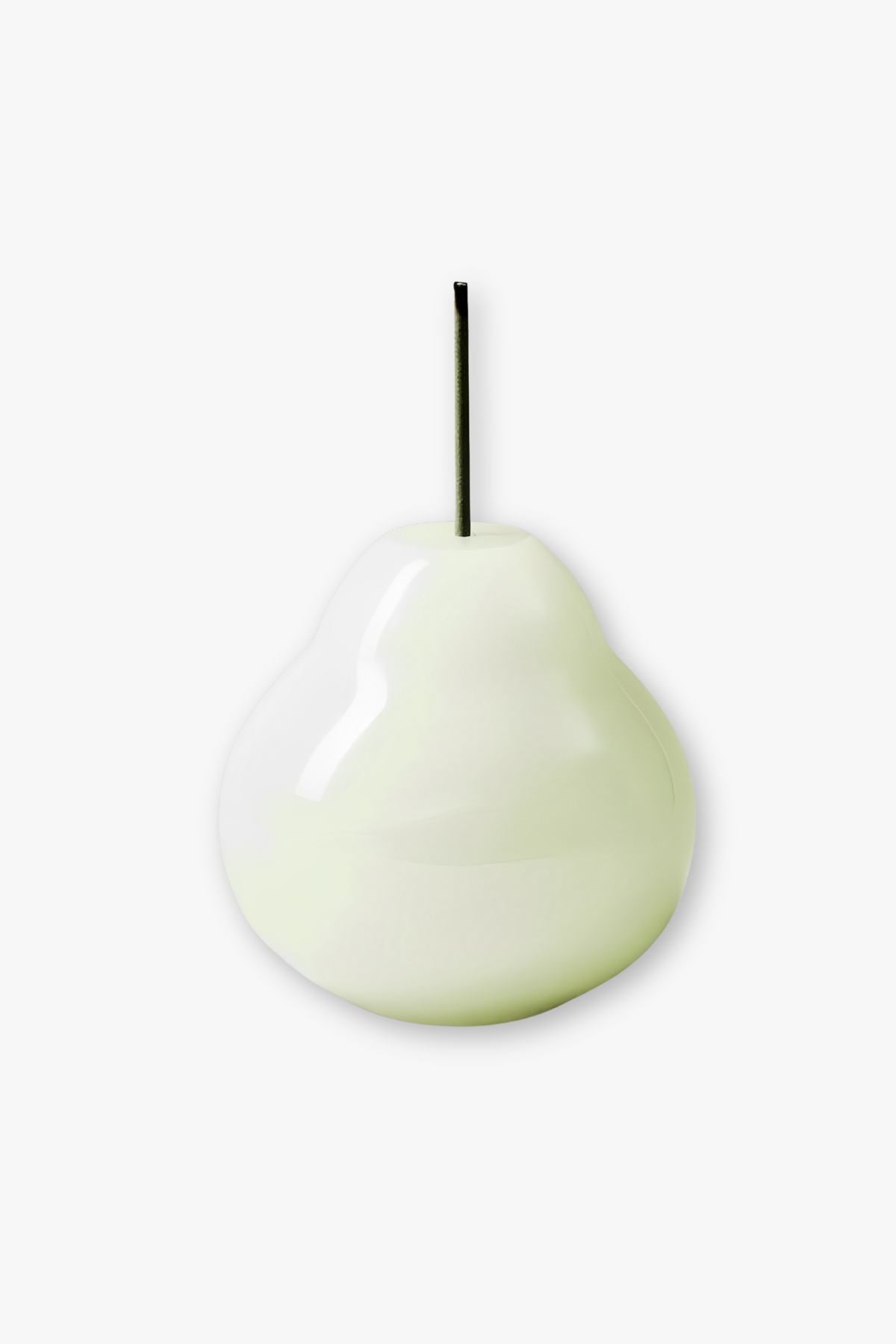 JADE DECO The Pear green white jade incense holder with incense stick on a white background