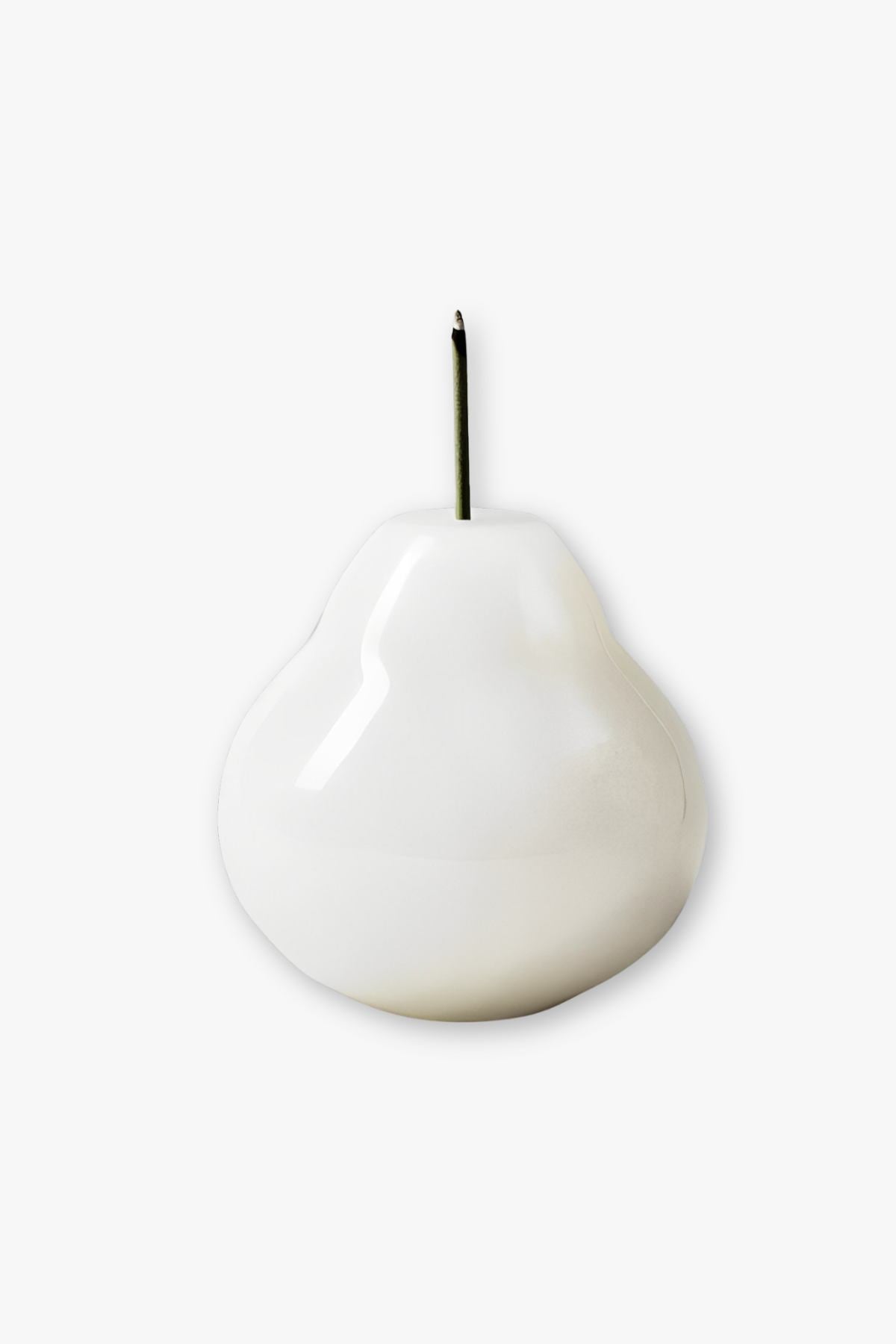 JADE DECO The Pear white jade incense holder with incense stick on a white background