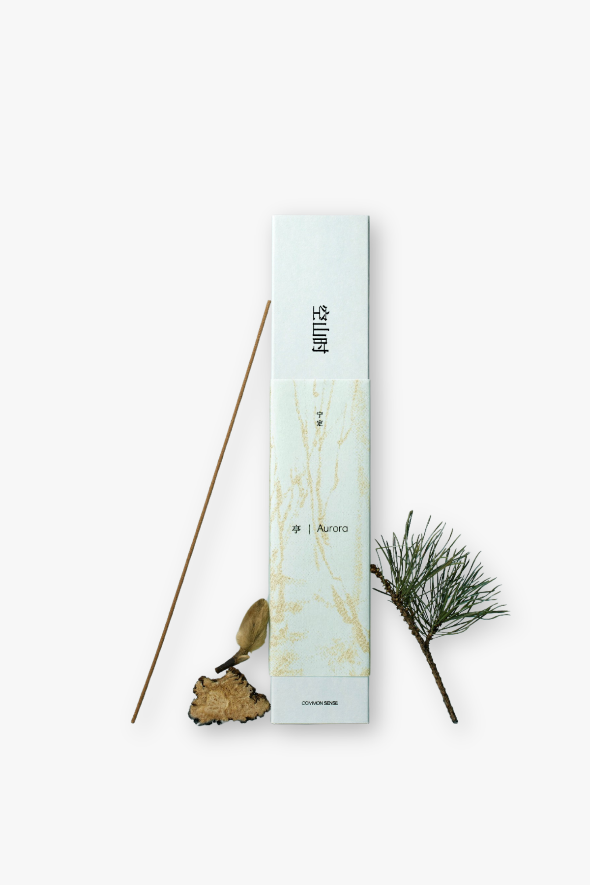 common sense Incense stick with packaging labeled 'Aurora' on a white background
